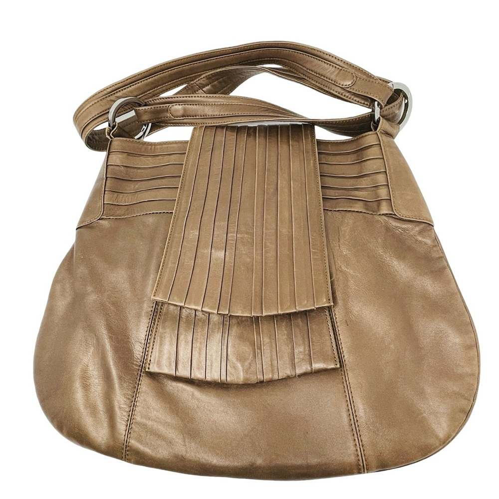 RARE! Michelle Vale Ligne Leather Crossbody Bag in Tan Olive NWOT